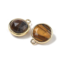 Плоские круглые подвески с натуральным тигровым глазом&nbsp;G-U028-03G-02