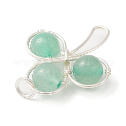 Подвески из натурального зеленого авантюрина с бисером трилистник PALLOY-TA00058-01