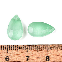 透明スプレー塗装ガラスチャーム  ドロップ  アクアマリン  13.5~14x7.5x5mm  穴：1mm&nbsp;GLAA-S183-03B