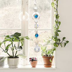 3 шт. стеклянные круглые и восьмиугольные бусины подвесные ловцы солнца&nbsp;HJEW-CN0001-40