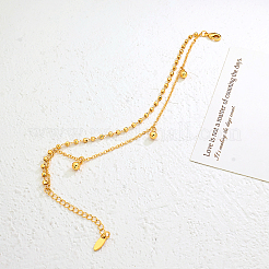 Винтажные пляжные браслеты на ногу с двумя слоями цепочек из латуни с круглыми шариками и кисточками для женщин LK2381