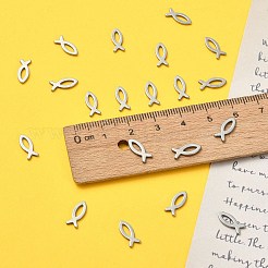 304ステンレススチールチャーム  ステンレス鋼色  魚模様  11x4.5x1mm  穴：5x1.5mm&nbsp;STAS-CJC0008-10P-02