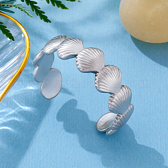 2 шт. 2 стиля браслетов-манжет из нержавеющей стали для женщин&nbsp;BJEW-GO0002-21