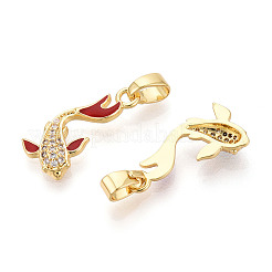 Подвески из латуни с микропаве из кубических цирконий и эмали&nbsp;KK-T074-67G-01