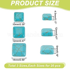 60 шт. 3 стиля синтетических бирюзовых кабошонов&nbsp;TURQ-AR0001-49