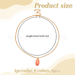 6 шт. 6-х цветные пластиковые овальные подвески-ожерелья&nbsp;NJEW-HY0001-11