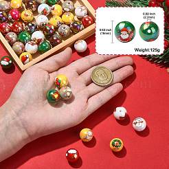 50 шт. непрозрачные акриловые бусины с рождественским принтом&nbsp;OACR-CJ0002-20