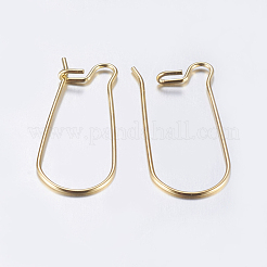 304ステンレススチールフープピアス  ゴールドカラー  21ゲージ  25x10.5x2.5mm  ピン：0.7mm&nbsp;X-STAS-L198-15A-G