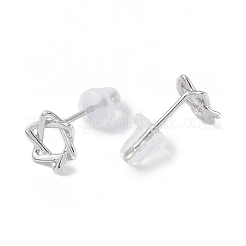 Антикоррозийное родиевое покрытие звезда Давида 999 изящные серебряные серьги-гвоздики для женщин&nbsp;LS-EJEW-S215-05P