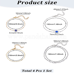 2шт. набор браслетов из латунных цепочек-скрепок 2 стилей и цепочек-спутников из нержавеющей стали 304&nbsp;BJEW-LP0001-27