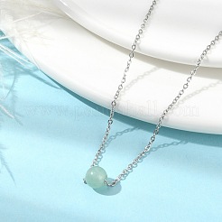 Collane con ciondolo con perline rotonde di avventurina verde naturale&nbsp;NJEW-JN04551-04