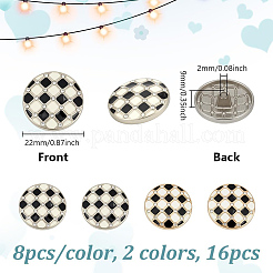 16 шт. 2-цветные эмалевые пуговицы на ножке из сплава&nbsp;BUTT-NB0002-16