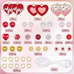 DIY-Sets zum Basteln von Stretch-Armbändern aus Polymer-Ton mit Strass-Perlen zum Thema Valentinstag&nbsp;DIY-SC0028-69