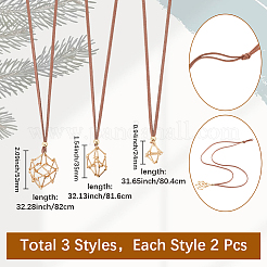 6 шт. 3 стиля ожерелья с держателем кристаллов MAK-SC0001-41G