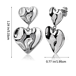 Серьги-гвоздики в форме кованого сердца из нержавеющей стали 304 JE1119B