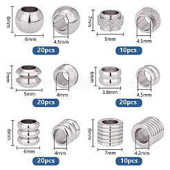 100шт. 6 набора европейских бусин из нержавеющей стали 201 STAS-PH0005-43