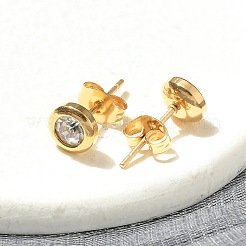 Ионное покрытие (ip) плоские круглые серьги-гвоздики из нержавеющей стали 304 EJEW-C099-16A