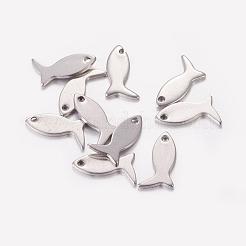 変色しにくいオリジナルカラーの魚チャーム201ステンレススチールペンダント  12x6x0.6mm&nbsp;X-STAS-Q071