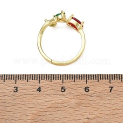 Bagues ajustables en laiton et verre à motif floral&nbsp;GL-CBA18A7-01G-03