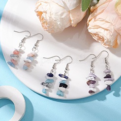 Серьги-подвески из натурального аквамарина EJEW-JE06127