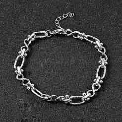 Не тускнеющие браслеты из нержавеющей стали 304 с овальными и бесконечными звеньями для женщин BJEW-K226-14C-P