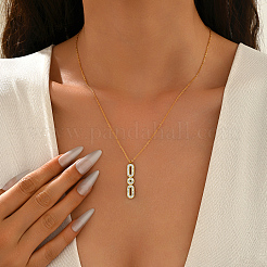 Женские ожерелья с геометрическим овалом из нержавеющей стали с микропаве из прозрачных кубических цирконий JD6155