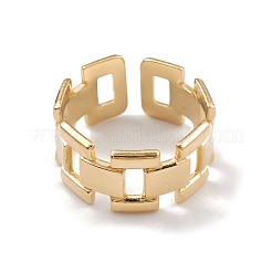 Ионное покрытие (ip) 304 нержавеющая сталь полые прямоугольные открытые манжеты кольца для женщин RJEW-G285-55G