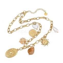 Collane a pettorina da donna con pendenti multipli in acciaio inossidabile 304&nbsp;SA-CBA717A-02G-02