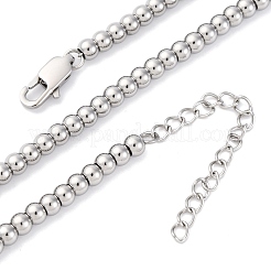 Ожерелья из цельных круглых бусин из нержавеющей стали 304 толщиной 4 мм NJEW-Q013-10P