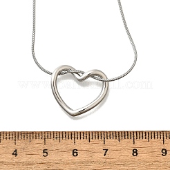 Collares de cadena de serpiente con colgante de corazón hueco de acero inoxidable 201 para mujer&nbsp;LS-NJEW-B124-02P