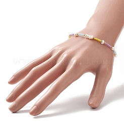 女性用ナチュラルパール＆ガラスシードビーズストレッチブレスレット  カラフル  内径：2インチ（5.2cm）&nbsp;BJEW-JB09930