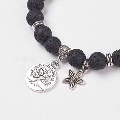 Эластичные браслеты из натурального вулканического камня&nbsp;BJEW-JB03772-01