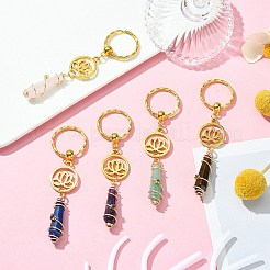 Проволочные брелки для ключей с пулями и натуральными драгоценными камнями&nbsp;KEYC-JKC00495