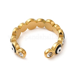 PVD 真空メッキ 304 ステンレススチール エナメル イーブルアイ オープン カフ リング  ブラック  内径：17~17.5mm&nbsp;STAS-D089-23G-06