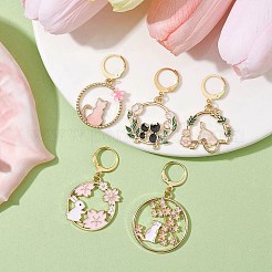 Пасхальное украшение с подвеской из эмали из сплава кролика и кошки HJEW-JM01463