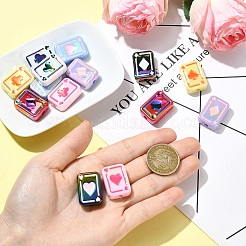 14 шт. 7-цветные радужные переливающиеся акриловые эмалевые бусины с УФ-покрытием&nbsp;SACR-YW0005-06