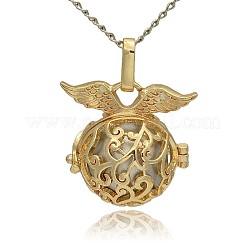Pendentifs à cage ronde creuse en laiton doré&nbsp;KK-J230-10G