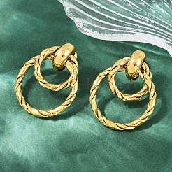 Серьги-гвоздики из нержавеющей стали 304 с двойным витым кольцом&nbsp;EJEW-K268-30G