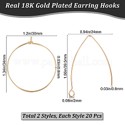 20 шт. латунные крючки для сережек и 20 шт. фурнитура для сережек-колец KK-BBC0005-42