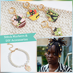 Растение в горшке с кулоном из эмали из кошачьего сплава маркеры петель HJEW-AB00313