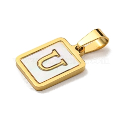 Placcatura sotto vuoto pvd acciaio inossidabile 304 pavé pendenti in conchiglia bianca naturale&nbsp;STAS-S130-03G-U