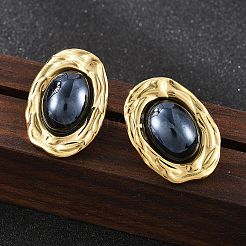 201 овальные серьги-гвоздики из нержавеющей стали&nbsp;EJEW-P304-05G