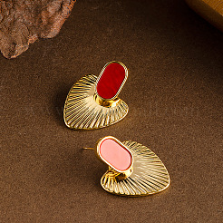 Серьги-гвоздики из сплава овальной формы с сердечками FS-WG677E1-01