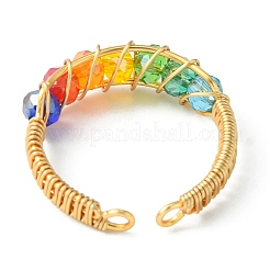Anello polsino aperto con perline intrecciate in vetro colorato&nbsp;RJEW-TA00051