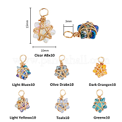 70 шт. 7 цветные стеклянные подвески с медной проволокой PALLOY-FH00011