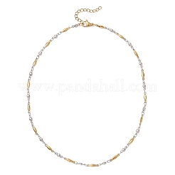 2 pz 2 stili bicolore 304 collane a catena con maglie a barra in acciaio inossidabile per le donne&nbsp;NJEW-JN05962
