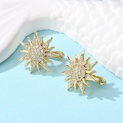 Серьга-кольцо в форме солнца из прозрачного кубического циркония&nbsp;X-EJEW-C002-10G-RS