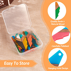 20pcs 10 colores resina transparente y colgantes grandes de madera de nogal&nbsp;RESI-TA0001-73