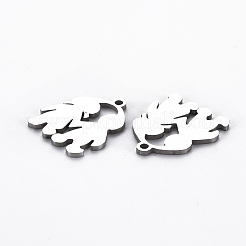 変色しない201ステンレススチールペンダント  切る  男の子と女の子  ステンレス鋼色  17.5x15x1mm  穴：1.4mm&nbsp;STAS-Q240-056P