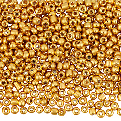 ガラスシードビーズ50g  メタリックカラースタイル  ラウンド  ゴールド  6/0  4mm  穴：1.5mm&nbsp;SEED-PA0001-36C-02